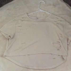 Ripped and cropped T-shirt